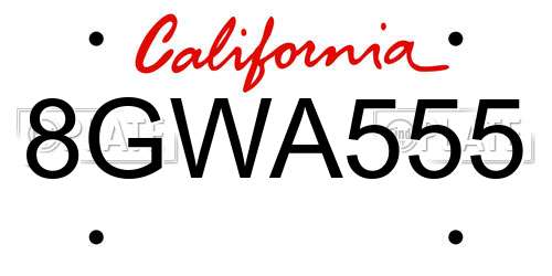 8GWA555 California License Plate