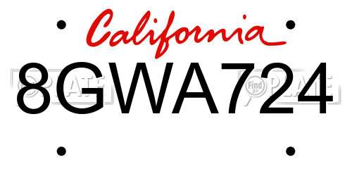 8GWA724 California License Plate