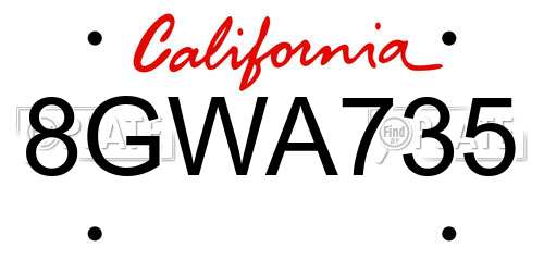 8GWA735 California License Plate