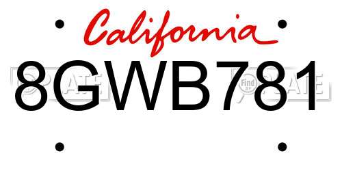 8GWB781 California License Plate