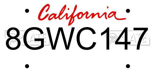 8GWC147 California License Plate