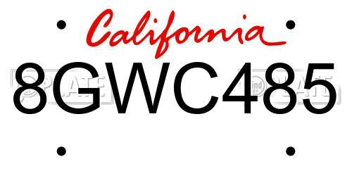 8GWC485 California License Plate