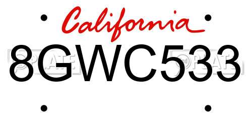 8GWC533 California License Plate