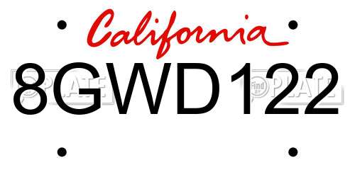 8GWD122 California License Plate