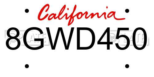8GWD450 California License Plate