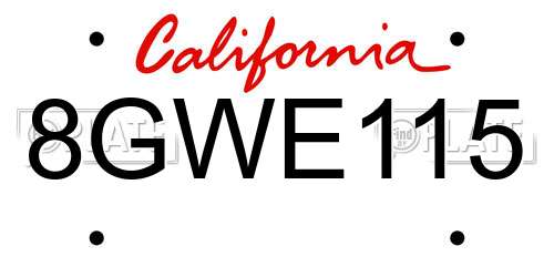 8GWE115 California License Plate