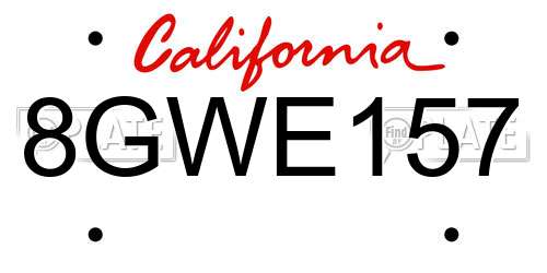 8GWE157 California License Plate