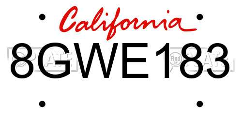 8GWE183 California License Plate