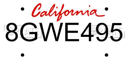 8GWE495 California License Plate