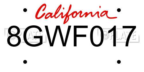 8GWF017 California License Plate