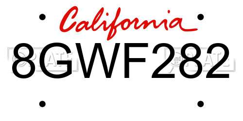 8GWF282 California License Plate