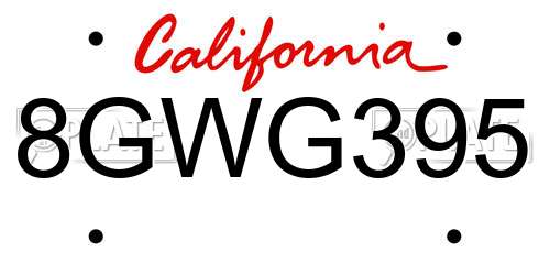 8GWG395 California License Plate
