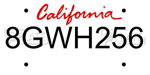 8GWH256 California License Plate