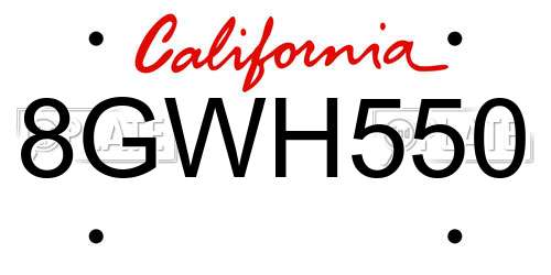 8GWH550 California License Plate