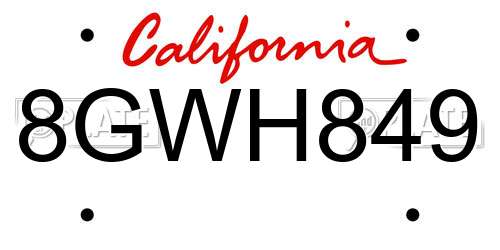 8GWH849 California License Plate