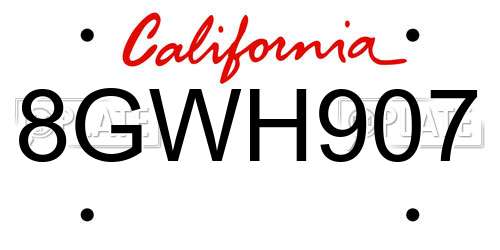 8GWH907 California License Plate