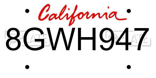 8GWH947 California License Plate