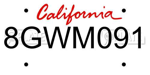 8GWM091 California License Plate