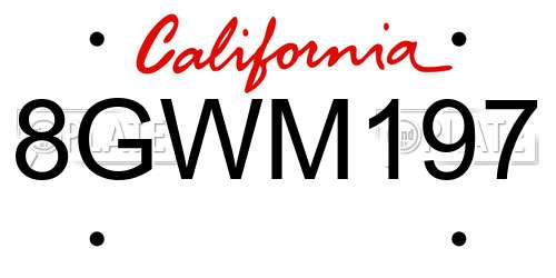8GWM197 California License Plate