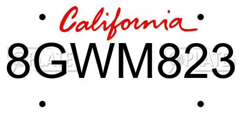 8GWM823 California License Plate