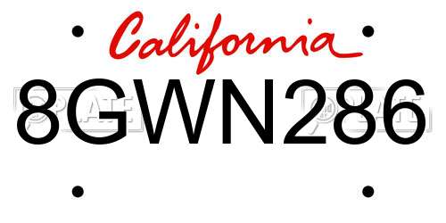 8GWN286 California License Plate