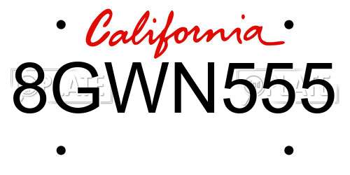8GWN555 California License Plate