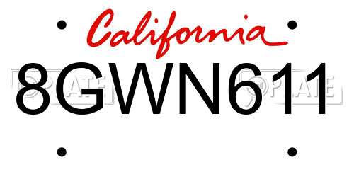 8GWN611 California License Plate