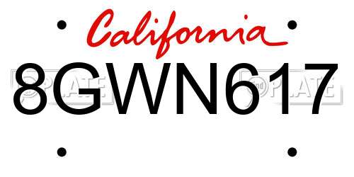 8GWN617 California License Plate