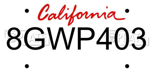 8GWP403 California License Plate