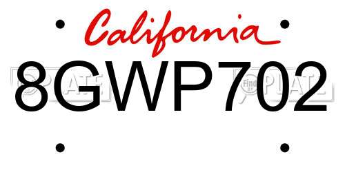 8GWP702 California License Plate