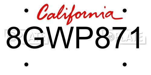 8GWP871 California License Plate