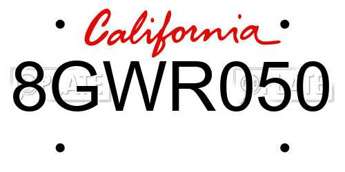 8GWR050 California License Plate