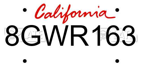 8GWR163 California License Plate