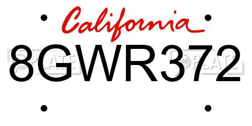 8GWR372 California License Plate