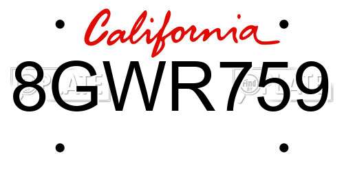 8GWR759 California License Plate