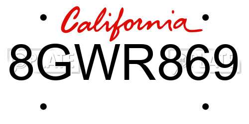 8GWR869 California License Plate