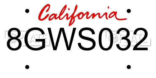 8GWS032 California License Plate
