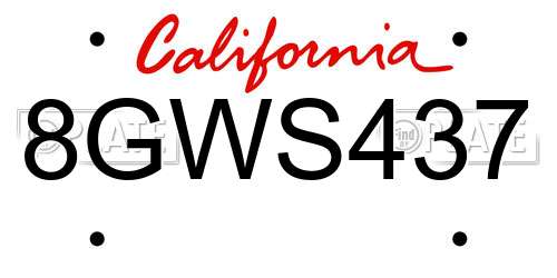 8GWS437 California License Plate