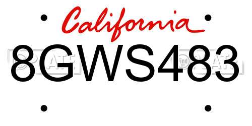 8GWS483 California License Plate