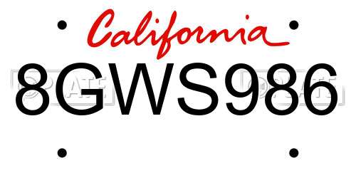 8GWS986 California License Plate