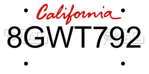 8GWT792 California License Plate
