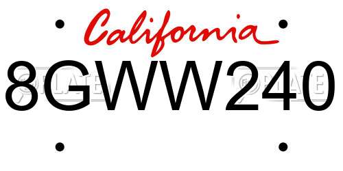 8GWW240 California License Plate