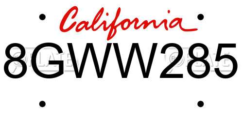 8GWW285 California License Plate