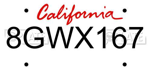 8GWX167 California License Plate