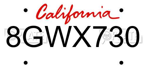 8GWX730 California License Plate