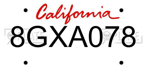 8GXA078 California License Plate