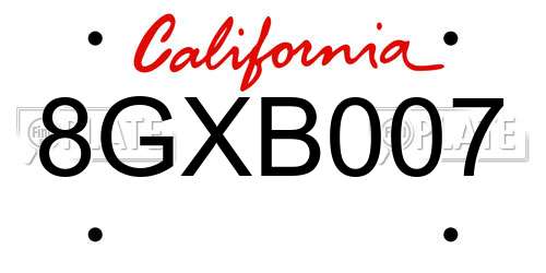 8GXB007 California License Plate