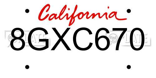 8GXC670 California License Plate