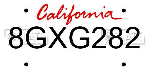 8GXG282 California License Plate