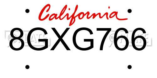 8GXG766 California License Plate